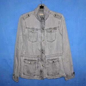 MAX JEANS Tencel Utility Military Jacket Washed Gray Small